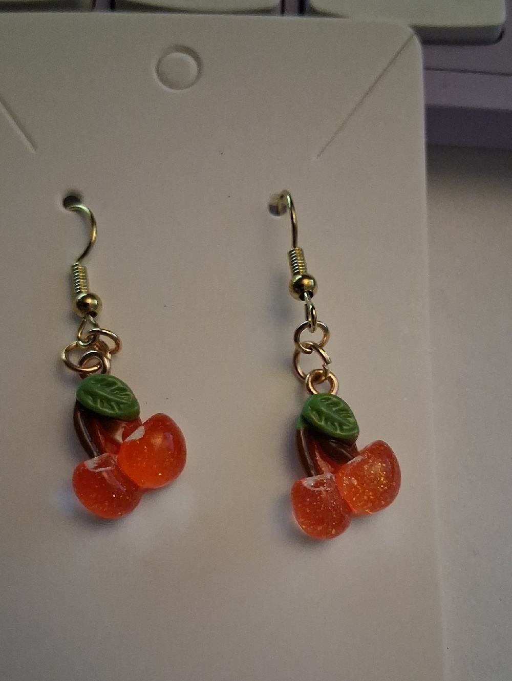 Cherry Dangle Earrings in Sparkling Orange